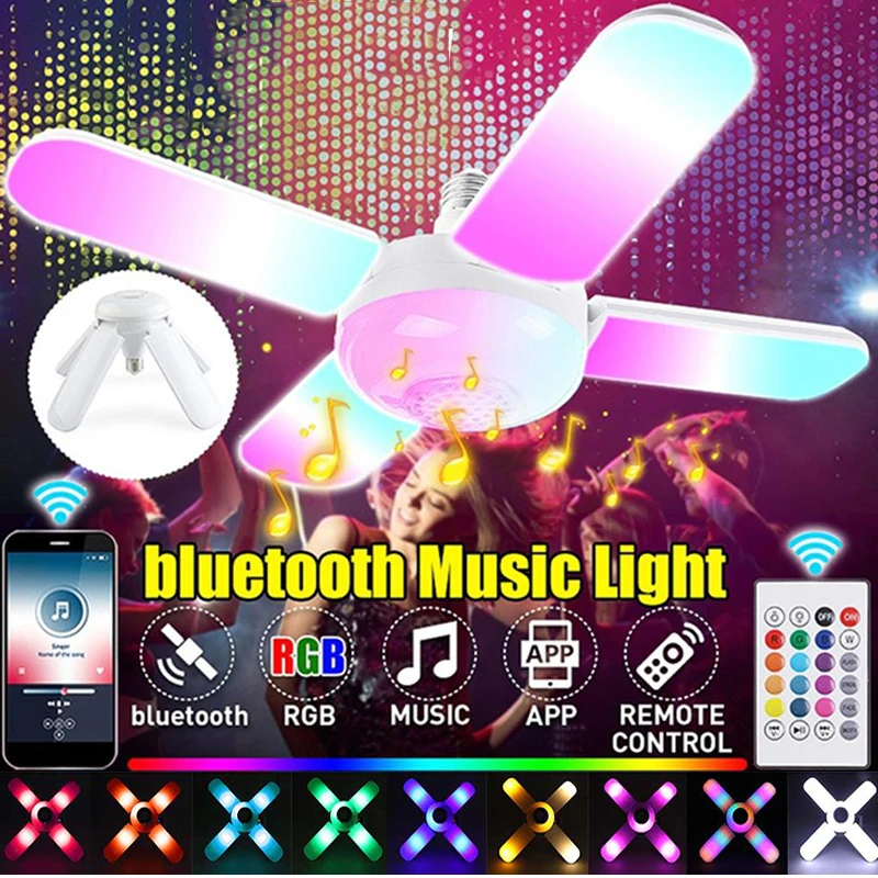 Bluetooth Динамик музыки LED светильник лампочка E27 вечерние s Спальня Смарт потолочный