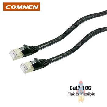 Kabel sieciowy COMNEN RJ45 płaski kabel sieciowy Cat7 przewód sieciowy SSTP przewód sieciowy Cat 7 przewód Lan kompatybilny kabel krosowy Cat6a Cat6 do modemu 1m tanie i dobre opinie 10700432XXX11 CN (pochodzenie) Patch Cable 600MHz 10Gigabit 32AWG BC 7 2*2 2mm Black T568B 0 3-10m 1pcs PE bag -20 to +75 degree