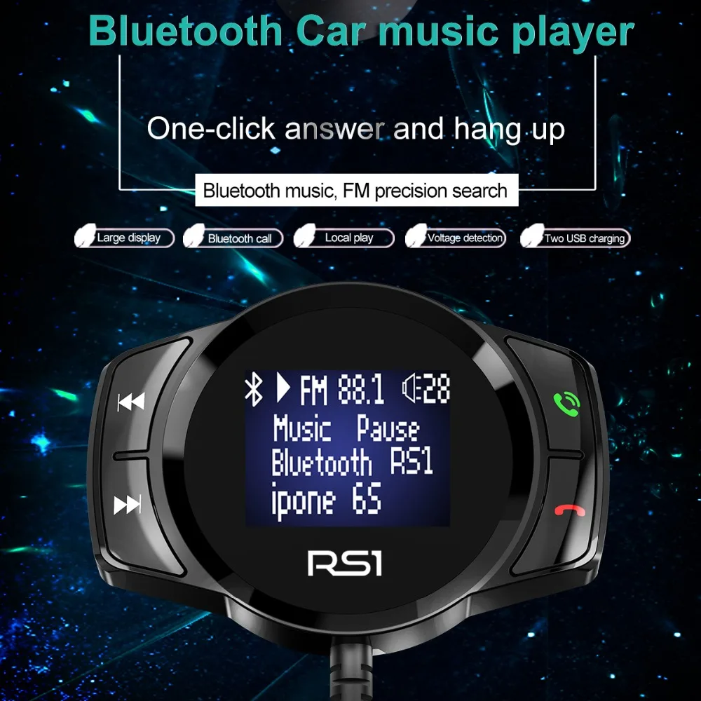 Onever Bluetooth зарядное устройство автомобильный FM модулятор стерео Авто MP3 плеер аудио адаптер fm-передатчик Быстрая зарядка Поддержка U диск TF