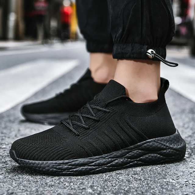 Sneakers Men Shoes Hot New Breathable Mesh Black White Gray Elasticity Sport Running Shoes Big Size 39-46 Support Drop-shipping 2