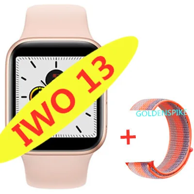 Умные часы IWO 13 1:1 series 5 44 мм PK IWO 10 11 12 для apple iPhone 11 max IOS Android phone smartwatch человек ip68 водонепроницаемый - Цвет: add Nylon strap