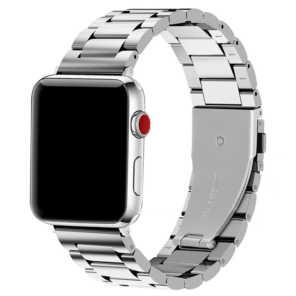 silver Pulseira для apple watch, ремешок из нержавеющей стали, металлический для iwatch, apple watch, ремешок серии 5, 4, 3, 2, 1, ремешок 42, 44 мм, 38 мм, 40 мм, браслет - Цвет ремешка: silver