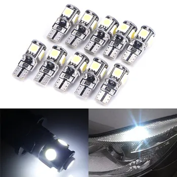 

10pcs White T10 5 smd 5050 led Canbus Error Free Car Lights W5W 194 5SMD LIGHT BULBS 168 2825 Car Lamp License Plate Light