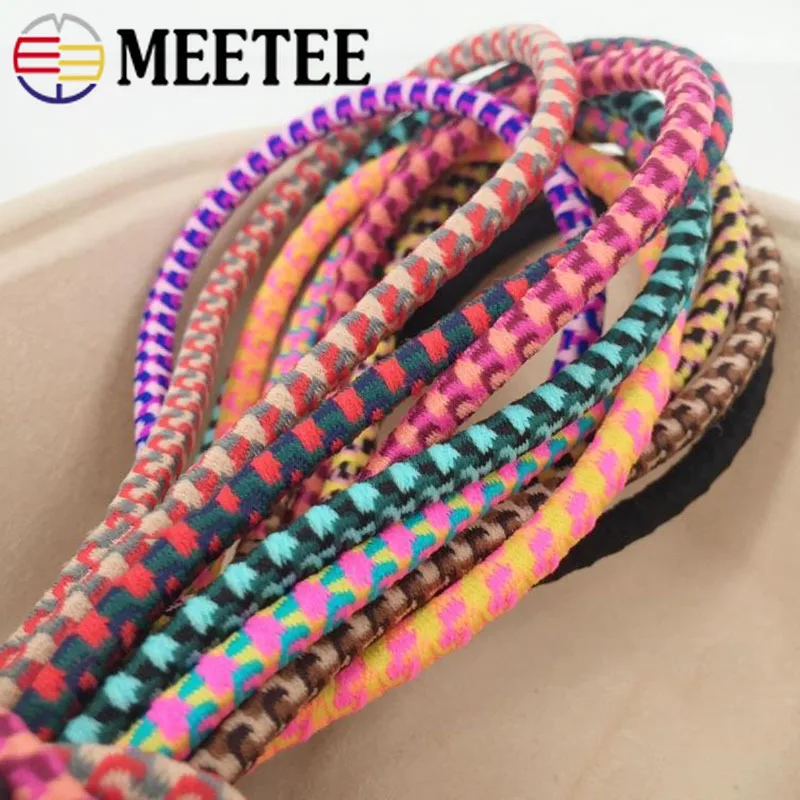 

Meetee 5/10meters 5mm Leopard Elastic Rubber Band DIY Headwear Round Elastic Tendon Rope Hand Knotted Hair Ring Material EB009