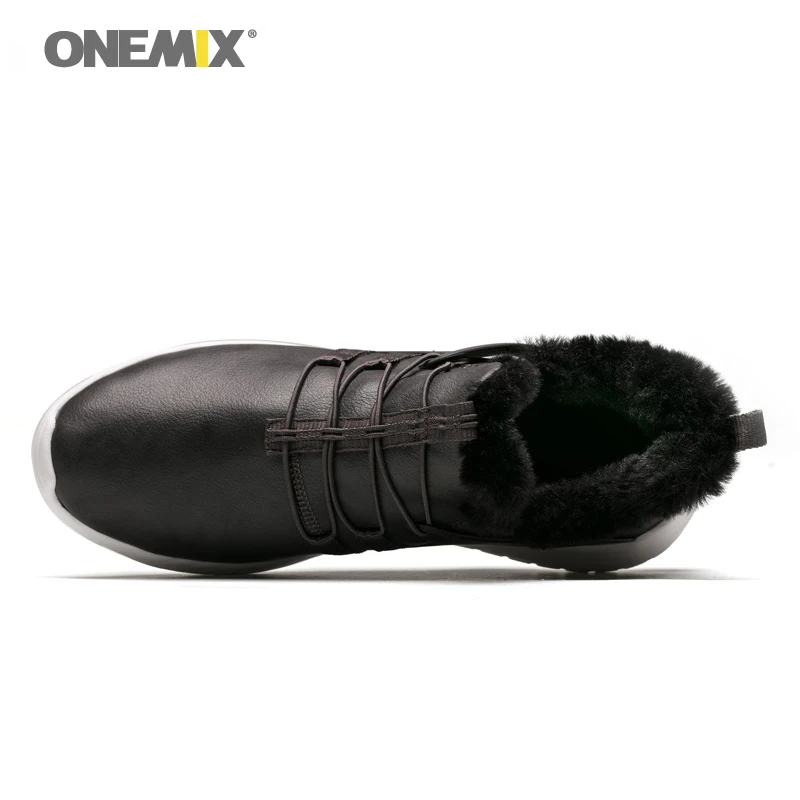 ONEMIX Winter Men's Boots Warm Wool Sneakers Outdoor Athletic Sport Shoes Comfortable Running Shoes Sale Size EU39-46