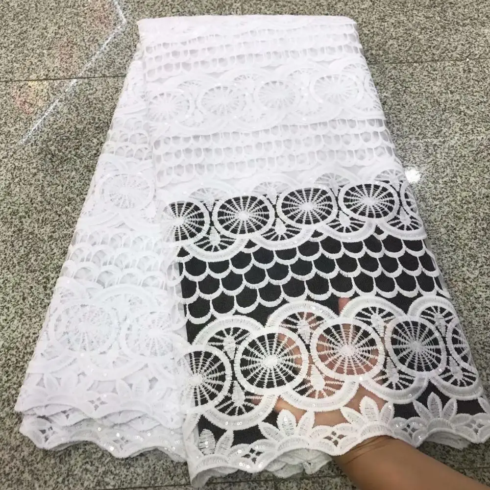 as picture Белая нигерийская кружевная ткань швейцарская вуаль кружевная ткань dentelle африканская Тюль кружевная ткань высокого качества для свадебного платья 5 ярдов - Цвет: as picture