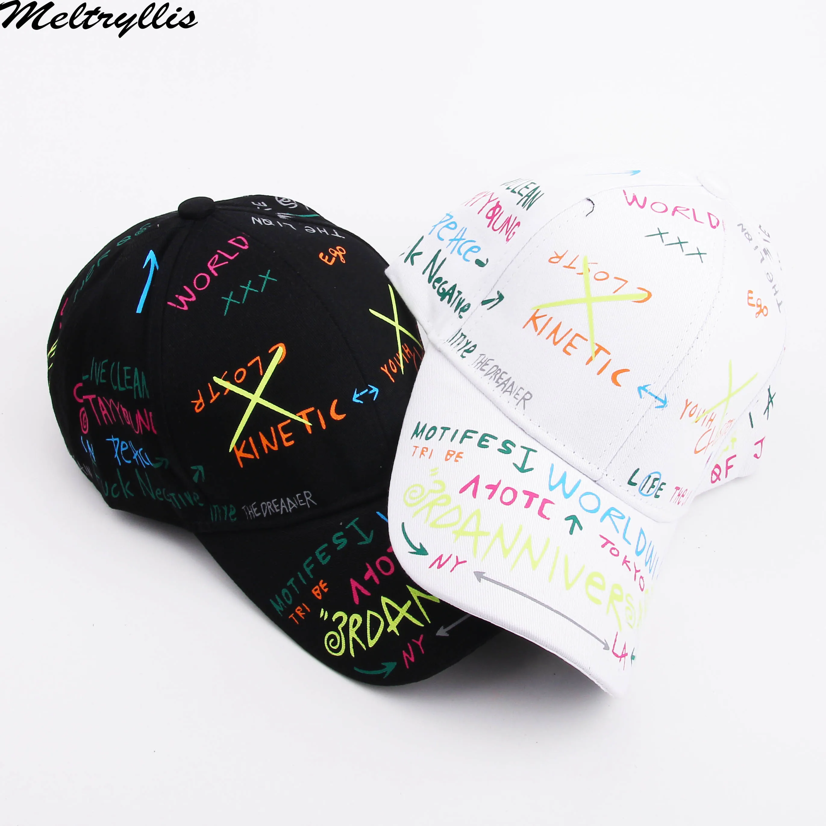 

[Meltryllis]High Quality Fashion Graffiti Printing Baseball Cap Spring Summer Outdoor Leisure Hat Couples Street Hip Hop Caps