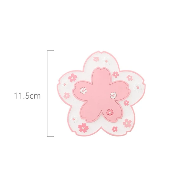 Japanese Style Cherry Blossom Insulation Table Mat Silicone Table Mat Girl Heart Cute Non-slip Bowl Mat Tea Coaster Place Mat pink S