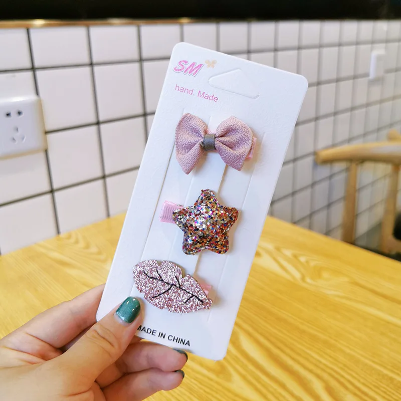 4 Piece Korean Fashion Children's Hairpins Hairpins Sweet Cute Girl Princess Cartoon Flower Bow Duckbill Clip Hair Accessories