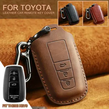 

Leather Car Key Cover For Toyota Camry Prius Corolla C-HR CHR RAV4 Avalon Land Cruiser Prado 2018 2019 2020 Remote Fob Case