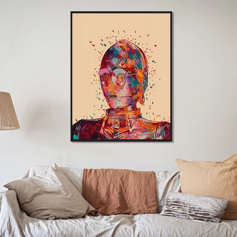painting by numbers art paint by number DIY Hand-painted abstract star wars home background wall corridor decorative painting