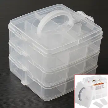 

Detachable Adjustable 3-Layer Cosmetics Jewelry Container Nail Art Tool Makeup Storage Box Dressing Table Accessories