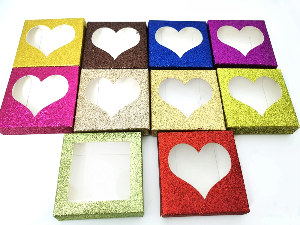 

NEW 10 set heart Packing box for eyelash blank eyelashes package Multicolor paper box Transparent tray Eyelashes DIY flash box