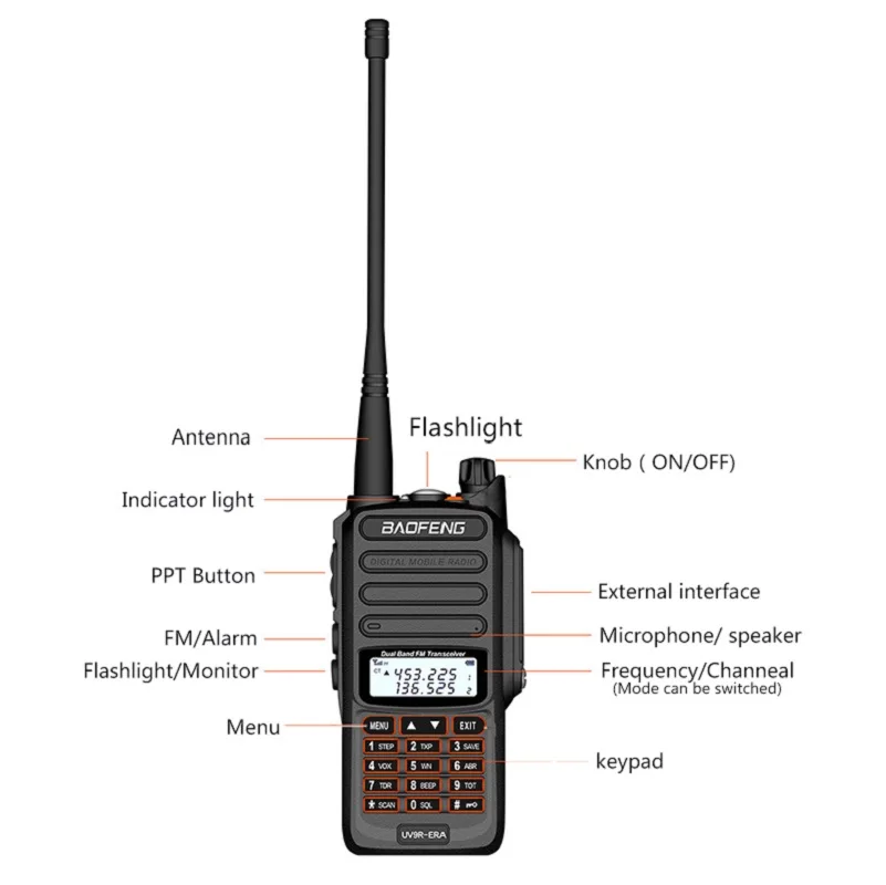 1/2pcs 15W 8000MAH  Baofeng UV-9R ERA Waterproof walkie talkie two way radio cb radio comunicador upgrade of baofeng UV 9R Plus