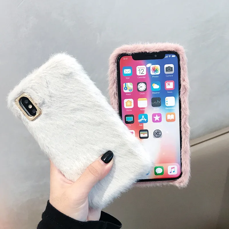 Suntaiho плюшевый теплый пушистый чехол для iPhone XS Max X XR XS 7 8 6 6s Plus, однотонный чехол для телефона из мягкой искусственной кожи