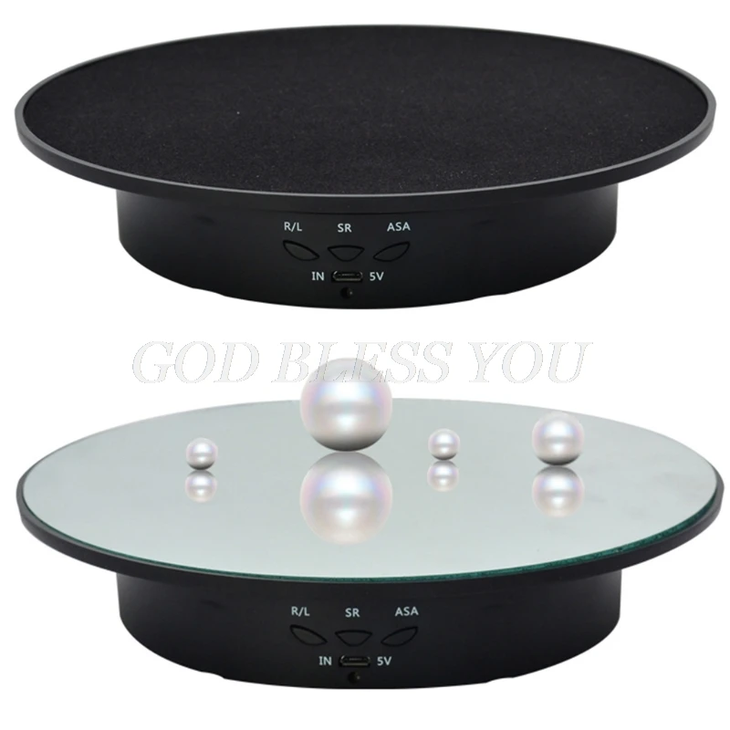 Soporte de pantalla eléctrico rotatorio inteligente, 3 velocidades, 20cm, espejo, disco giratorio de bisutería, batería, USB
