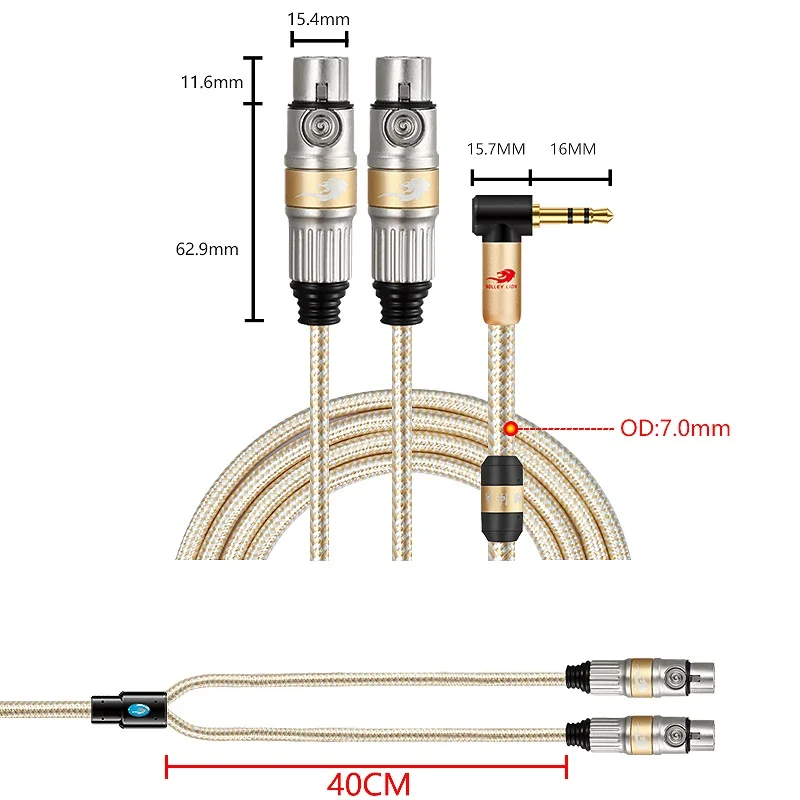 HiFi 1 8 Mini Jack 3 5mm to Dual XLR 3 Pin Female Audio Cable for Mixing Console Amp Headphone PC 3 5 to 2 XLR 1M 2M 3M 5M 8M