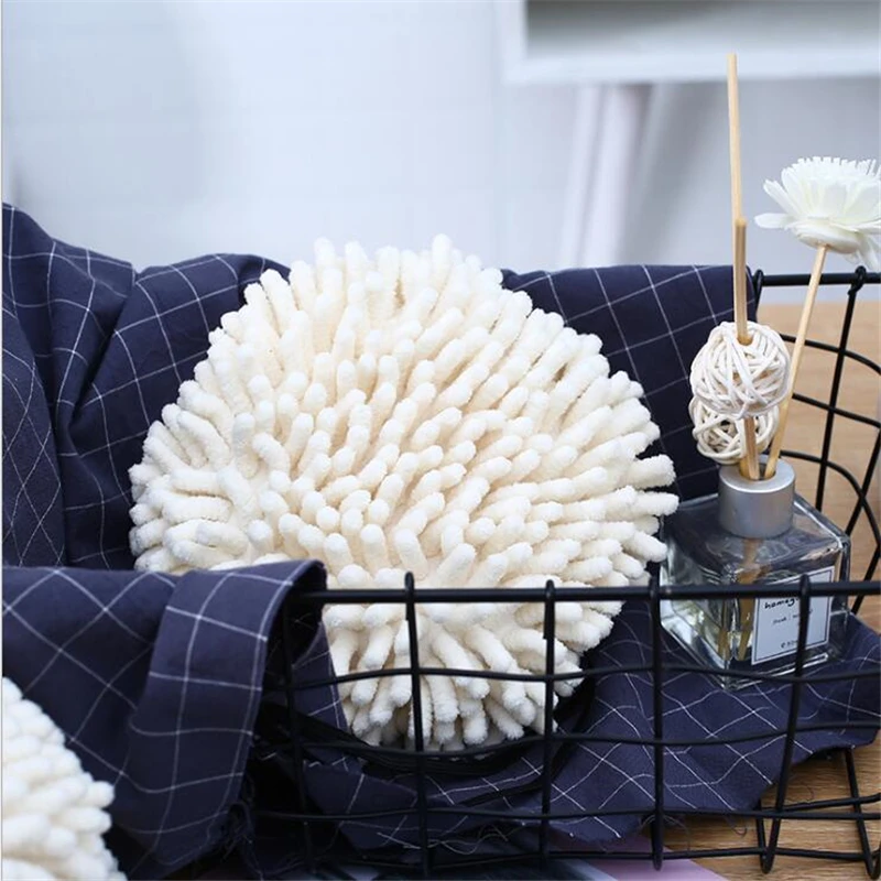 

Bathroom Hand Towel Quick Dry Hanging Towel Thick Practical Chenille Home Washroom Water Absorption Kitchen Drying Accessories