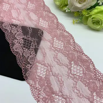 

3y/lot 16.20cm Exquisite Pink Floral Stretch Lace Trim For Lingerie Sewing Craft DIY Apparel Fabric Lace Garment Accessory