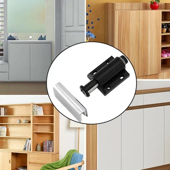 2pcs Kitchen Durable Wardrobe Black Glass Door Drawer Latch Cupboard Furniture Closer Home Cabinet Catches Magnetic Rebounding