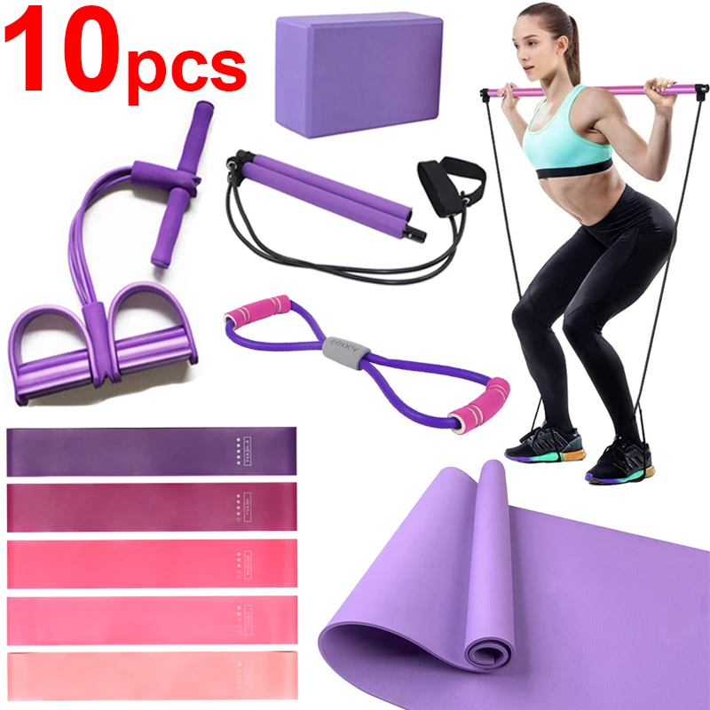 10Pcs-Yoga-Mat-Set-Fitness-Home-Yoga-Workout-Equipment-Full-Set-Yoga-Blocks-Resistance-Band-Crossfit
