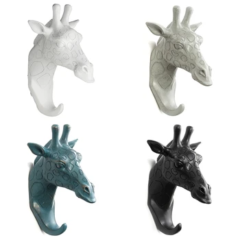 

Animal Giraffe Deer Antlers Ornaments Statues Sculptures Decorative Ho Coat Hat Key Rack For Home Decor Resin Crafts Gift