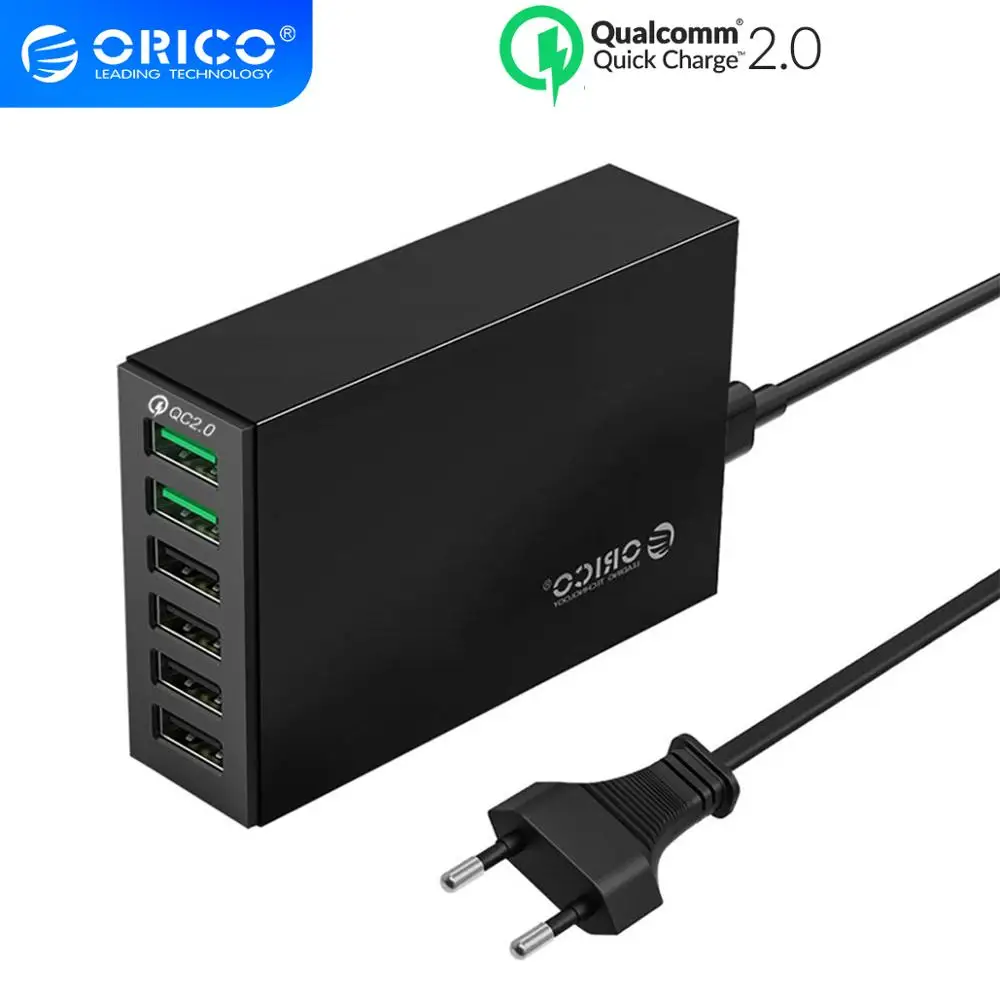 Зарядное устройство ORICO QC 2 0 с 6 портами USB для зарядки настольное зарядное 5 в 10 А 50