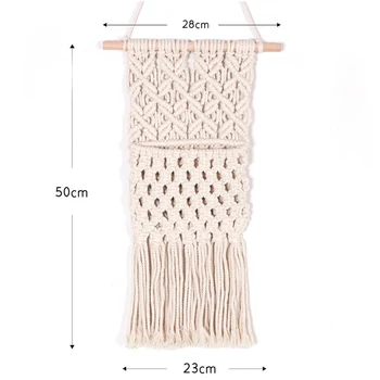 

Hanging Pocket Magazine Holder Wall Mount Macrame Tapestry Storage Home Decor For Storing The Flowers, Letters