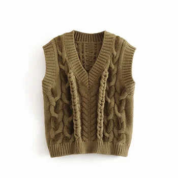 

Za women's new V-neck sleeveless loose knit vest in autumn 2019 casual versatile 8-strand knitted vest sweater 05507108505