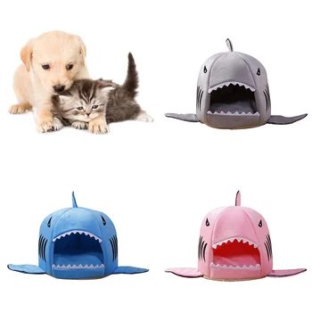 

Pet Dog Cats Soft Sleeping Bed House Pad Shark Shape Warm Cushion Nests Kennel