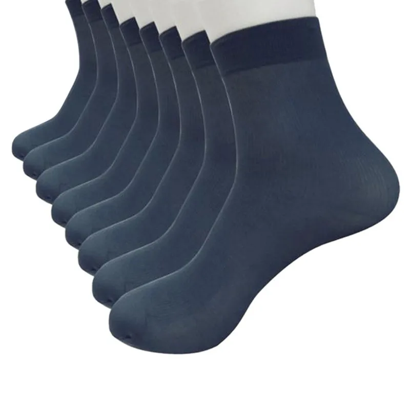 8 пар бамбуковых носков Hocok, ультратонкие эластичные шелковистые короткие шелковые мужские носки, популярные дышащие носки Soxs Meias, эластичные носки - Цвет: navy