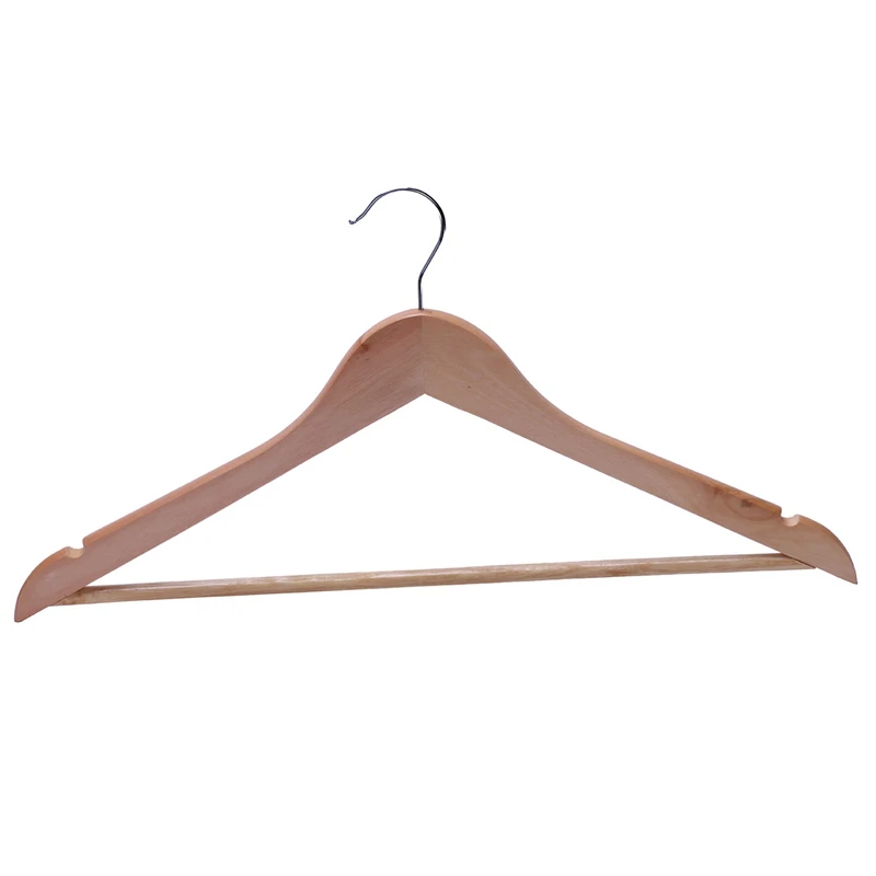 10 Pieces Solid and rotating metal hook Wooden Hangers with Notches Non-slip metal hook for clothes