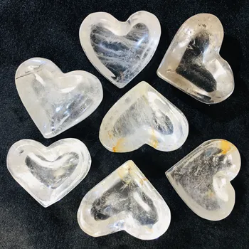 

Natural Stone Quartz Bowl Healing Crystal Carved Craft Heart Shape Bowl Reiki Gemstone Women Gift Wicca Decor
