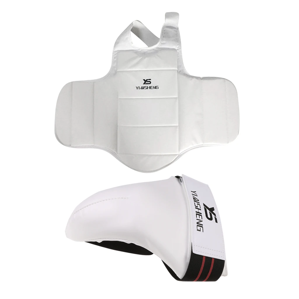Muay Thai Chest Guard Body Shield Padded MMA Boxing Taekwondo Chest Protector + Groin Guard