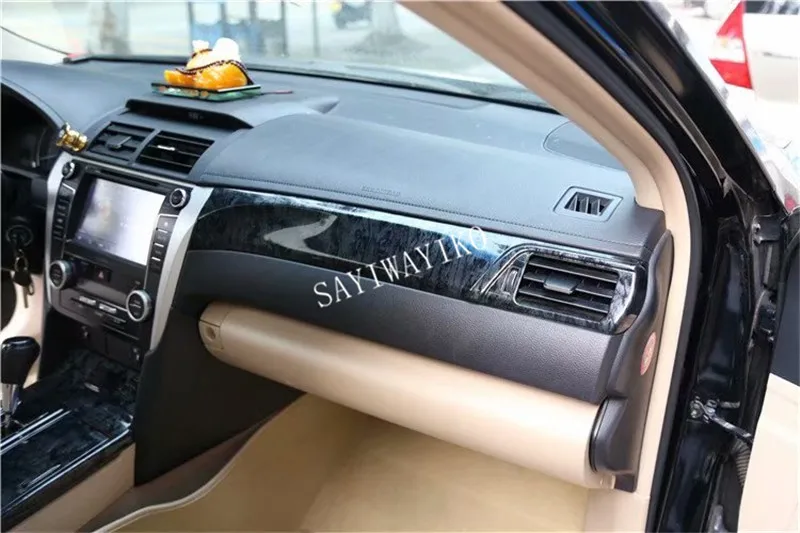 2 шт./лот ABS углеродного волокна зерна или деревянные зерна пассажирская сторона украшение приборной панели Крышка для 2012- Toyota camry MK7