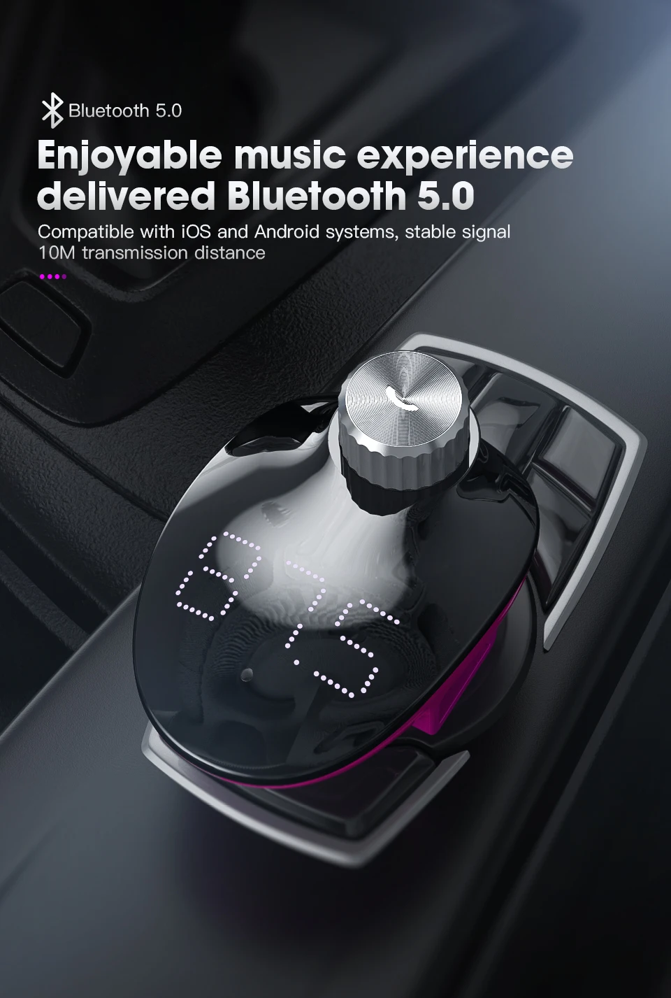 Автомобильное зарядное устройство KUULAA с fm-передатчиком, bluetooth-приемником, аудио mp3-плеером, TF картой, автомобильный комплект QC3.0, быстрая зарядка, автомобильное зарядное устройство для телефона