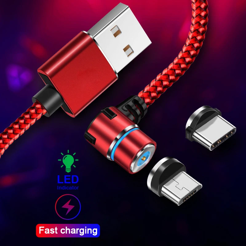 

2A Magnetic USB Cable Fast Charging USB Type C Cable Magnet Charger Data Charge Micro USB Cable Mobile Phone L Type Cable