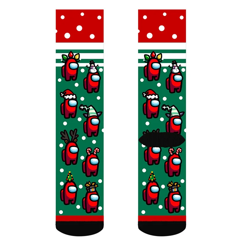 

Among Us Game Christmas Socks New Year Toy Gift Adult Women Cosplay Prop Customized Pattern Printing Winter Keep Warm Long Socks