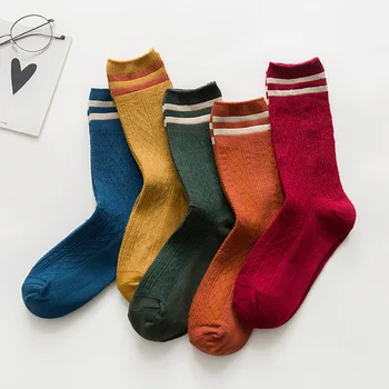 

New Women Fashion Socks Autumn Winter Socks Short Cotton Solid Color Striped Women Fashion Long Winter Socks For Women