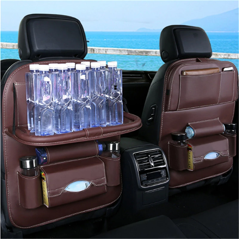 Universal Automobile Accessories Car Seat Back Bag Folding Table Organizer Pad Drink Chair Storage Pocket Box
