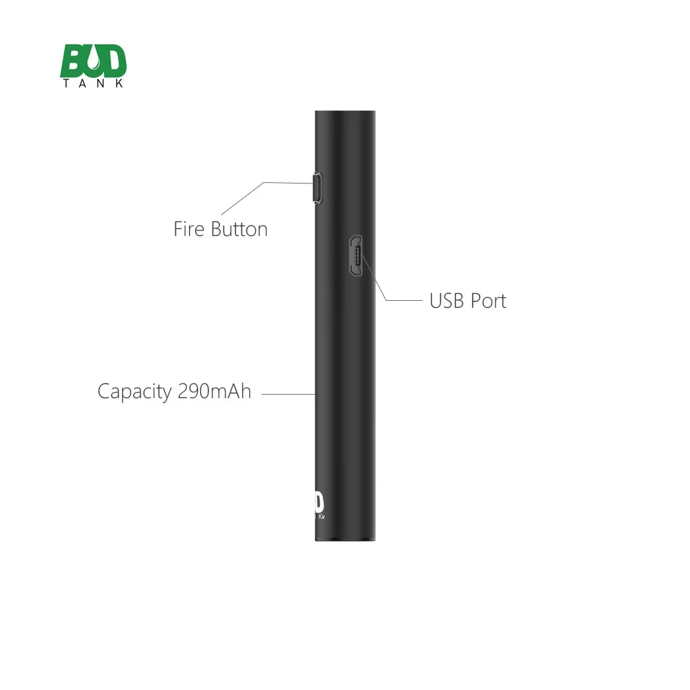 Vape Mod BUDTANK B15B электронная сигарета мод 290 мАч переменное напряжение батарея предварительного нагрева для 510 нить Vape танк с usb-кабелем