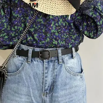 

Ladies belt black metal rectangular buckle belt simple and versatile popular pants designer belt punk rock belt for men x245