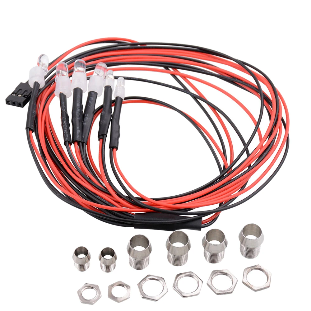 6pcs LED Light Headlight Kit for 1/5 1/8 1/10 1/12 1/16 RC Car Truck Model Accessories
