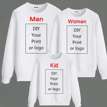 Мужская толстовка с принтом по индивидуальному заказу, пуловер для женщин и детей, повседневная спортивная одежда для родителей и детей на весну и осень, сделай сам, как фото или логотип