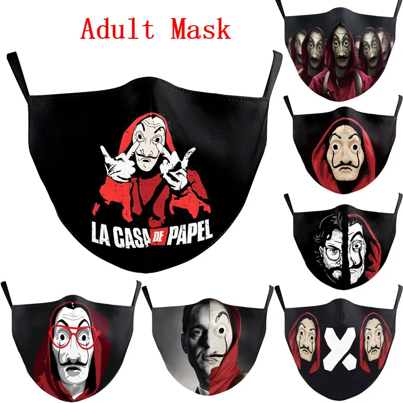 Взрослый размер Hero House Of Paper Money Heist La Casa De Papel винтажная печать рот маски