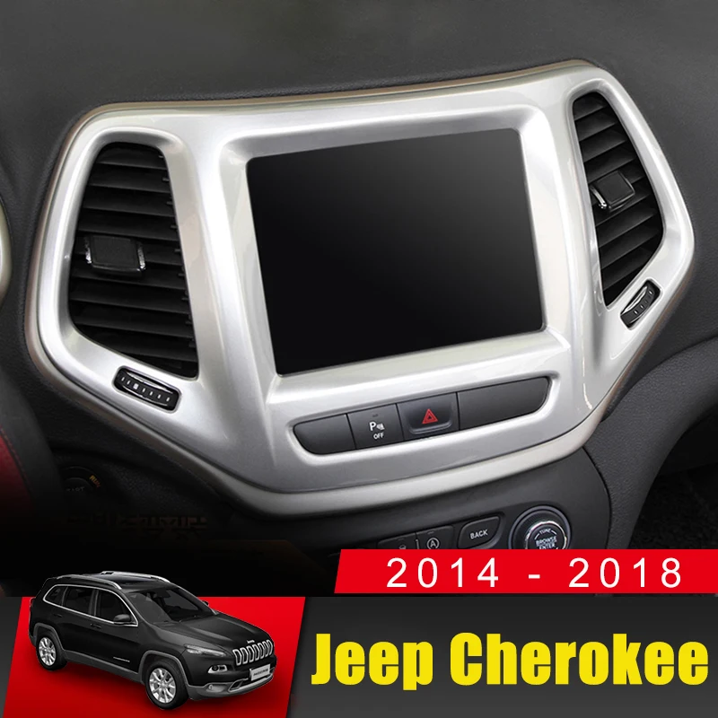 

For Jeep Cherokee 2014 2015 2016 2017 2018 ABS Chrome Inner GPS navigation decorative frame Cover Trim Car Styling Accessories