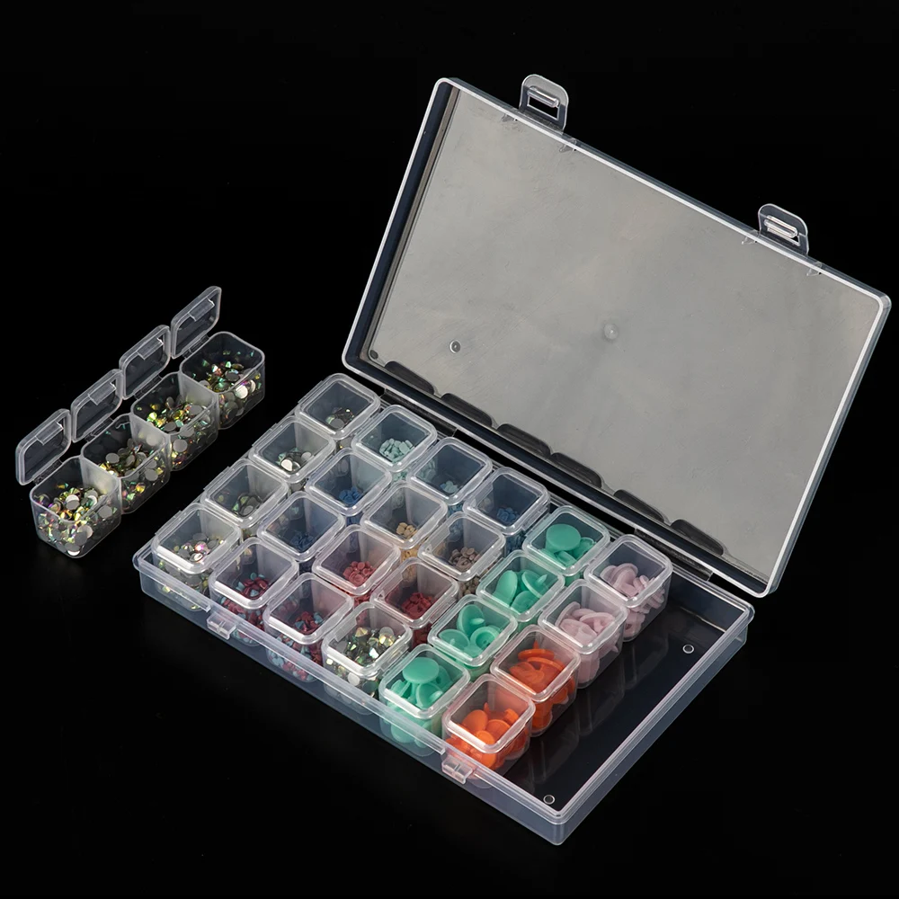 

28 girds Plastic Storage Box Diamond Painting kits Nail Art Rhinestone Tools Beads Organizer Diamond Embroidery Accessories