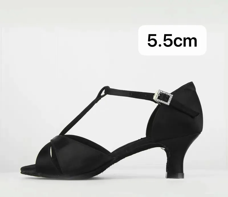 black 5.5cm heel BD танцевальная обувь для латинских танцев 2358 Кристина атласные сандалии женская обувь для латинских танцев Профессиональная мягкая подошва Высокий каблук Удобная устойчивая - Цвет: black 5.5cm heel