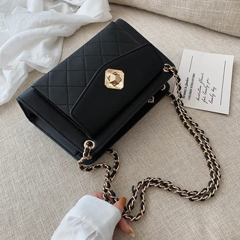 

Chain Crossbody Bags For Women 2020 Spring Solid Color Small Satchels Shoulder Bag Female Elegant PU Leather Handbags and Purses