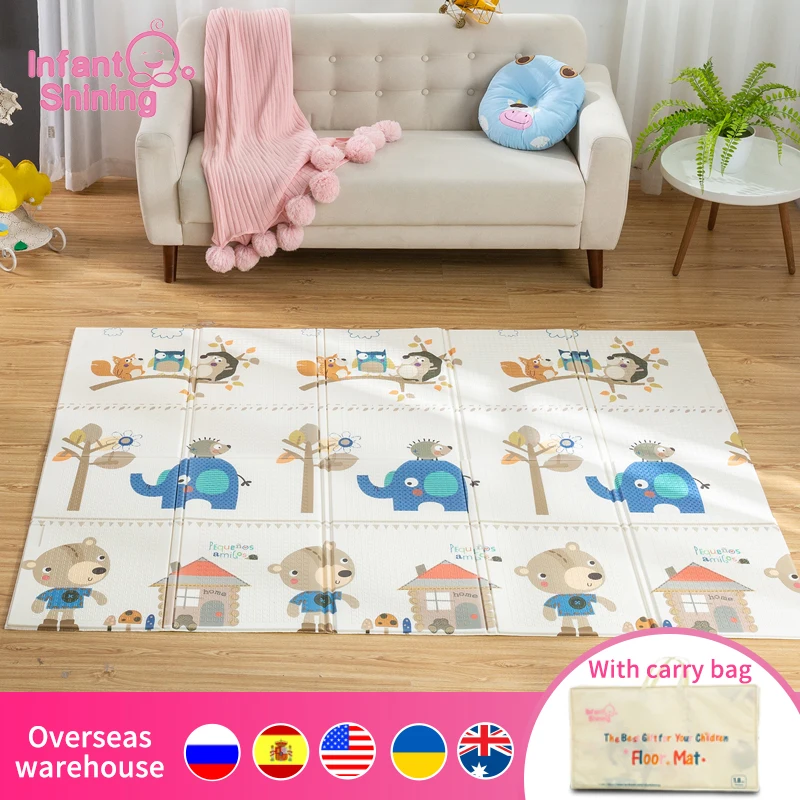 Estera brillante para bebé, almohadilla de escalada plegable portátil de 150X200x1CM, tapete de juego de espuma XPE, manta de juego para salón insípida